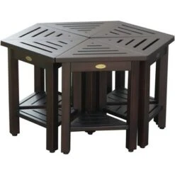 17" FlexiCorner Wide Teak Shower Shelf with Shelf Dark Brown - DecoTeak -Ottomans Official Shop unnamed file 6356