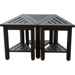 17" FlexiCorner Wide Teak Shower Shelf with Shelf Dark Brown - DecoTeak -Ottomans Official Shop unnamed file 6357