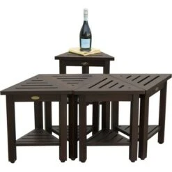 17" FlexiCorner Wide Teak Shower Shelf with Shelf Dark Brown - DecoTeak -Ottomans Official Shop unnamed file 6360