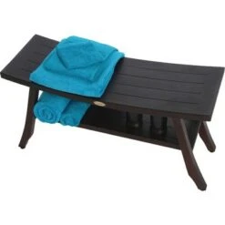 34" Satori DT176 Wide Teak Wood Shower Bench with Shelf - DecoTeak -Ottomans Official Shop unnamed file 6364