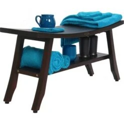 34" Satori DT176 Wide Teak Wood Shower Bench with Shelf - DecoTeak -Ottomans Official Shop unnamed file 6365