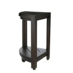 Ottomans Official Shop 7 12" SnazzyCorner DT130 Wide Teak Wood Shower Bench with Shelf - DecoTeak