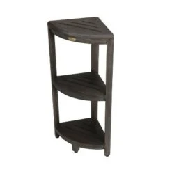 32" SnazzyCorner Tall Teak Shower Shelf Light Gray - CoastalVogue -Ottomans Official Shop unnamed file 6394