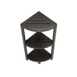 32" SnazzyCorner Tall Teak Shower Shelf Light Gray - CoastalVogue -Ottomans Official Shop unnamed file 6396