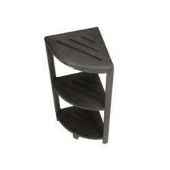 32" SnazzyCorner Tall Teak Shower Shelf Light Gray - CoastalVogue -Ottomans Official Shop unnamed file 6397