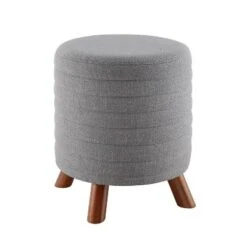 Rivard Round Stool - Linon Dark Gray -Ottomans Official Shop unnamed file 64