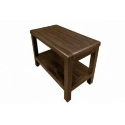 24" Eleganto DT115 Wide Teak Wood Shower Bench with Shelf - DecoTeak