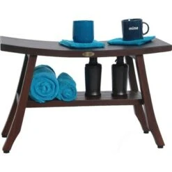 28" Satori DT175 Wide Teak Wood Shower Bench with Shelf - DecoTeak -Ottomans Official Shop unnamed file 6572