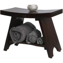 24" Serenity DT98 Wide Teak Wood Shower Bench with Shelf - DecoTeak -Ottomans Official Shop unnamed file 6601