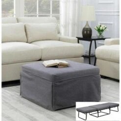 Designs4Comfort Folding Bed Ottoman Soft Gray Fabric - Breighton Home -Ottomans Official Shop unnamed file 6629