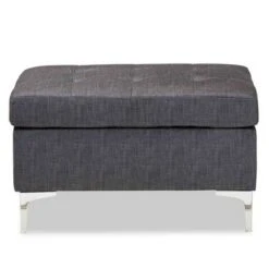 Riley Fabric Upholstered Ottoman Gray/Silver - Baxton Studio