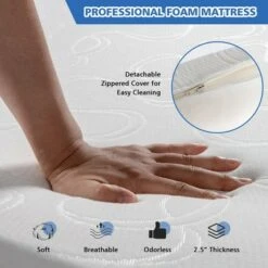 Costway Folding Ottoman Sleeper Bed with Mattress Convertible Guest Bed Pink -Ottomans Official Shop unnamed file 6644