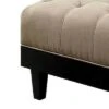 40" Ottoman with Button Tufted Padded Seat Beige/Black - Benzara -Ottomans Official Shop unnamed file 6651