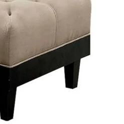 40" Ottoman with Button Tufted Padded Seat Beige/Black - Benzara -Ottomans Official Shop unnamed file 6653