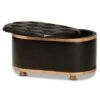 Adana Faux Leather Upholstered and Wood Storage Ottoman Dark Brown/Oak Brown - Baxton Studio