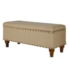 Large Storage Bench with Nailhead - HomePop Tan -Ottomans Official Shop unnamed file 6685