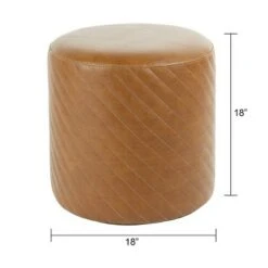 Diamond Stitched Round Ottoman Brown - Silverwood -Ottomans Official Shop unnamed file 678