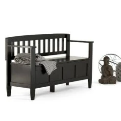 48" Riverside Solid Wood Entryway Storage Bench - Wyndenhall Coffee Brown