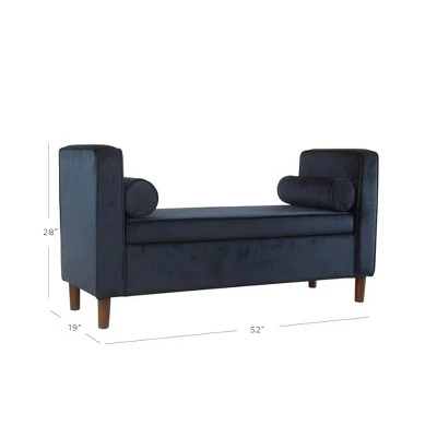 Rimo Velvet Storage Bench - Homepop Navy 3 Rimo Velvet Storage Bench - Homepop Navy