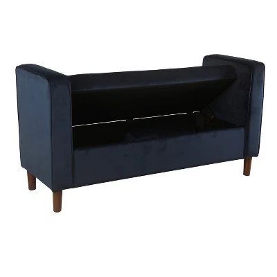 Rimo Velvet Storage Bench - Homepop Navy 6 Rimo Velvet Storage Bench - Homepop Navy - Image 4