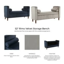 Rimo Velvet Storage Bench - Homepop Navy 23 Rimo Velvet Storage Bench - Homepop Navy -Ottomans Official Shop unnamed file 6841
