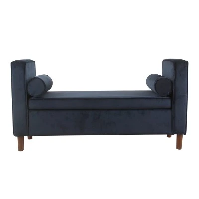 Rimo Velvet Storage Bench - Homepop Navy 13 Rimo Velvet Storage Bench - Homepop Navy - Image 11