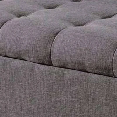 Button Tufted Storage Bench with Wooden Bun Feet - Benzara Brown 5 Button Tufted Storage Bench with Wooden Bun Feet - Benzara Brown - Image 3