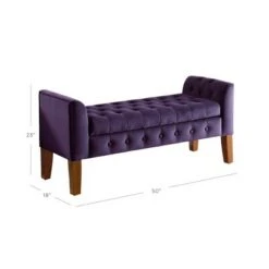 HomePop Velvet Tufted Storage Settee Bench Blue