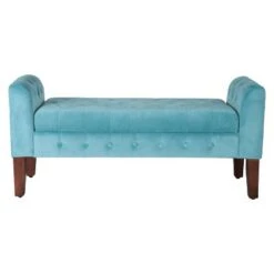 HomePop Velvet Tufted Storage Settee Bench Blue -Ottomans Official Shop unnamed file 6879