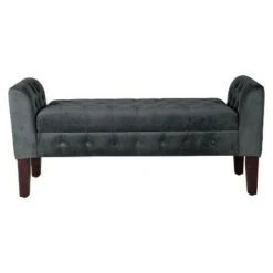 HomePop Velvet Tufted Storage Settee Bench Blue -Ottomans Official Shop unnamed file 6884