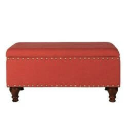 Fabric Upholste Wooden Storage Bench with Nail Head Trim - Benzara Blue/brown -Ottomans Official Shop unnamed file 6888