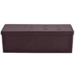 Costway 45''x15''x15'' Large Folding Storage Faux Leather Ottoman Pouffe Box Stool Brown 10 Costway 45''x15''x15'' Large Folding Storage Faux Leather Ottoman Pouffe Box Stool Brown -Ottomans Official Shop unnamed file 6892