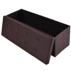 Costway 45''x15''x15'' Large Folding Storage Faux Leather Ottoman Pouffe Box Stool Brown 11 Costway 45''x15''x15'' Large Folding Storage Faux Leather Ottoman Pouffe Box Stool Brown -Ottomans Official Shop unnamed file 6893