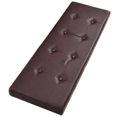 Costway 45''x15''x15'' Large Folding Storage Faux Leather Ottoman Pouffe Box Stool Brown 8 Costway 45''x15''x15'' Large Folding Storage Faux Leather Ottoman Pouffe Box Stool Brown - Image 6