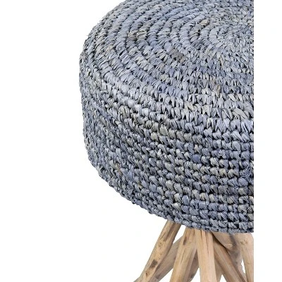 Sandbar Stool with Rafia Cushion Blue/Tan - East at Main 3 Sandbar Stool with Rafia Cushion Blue/Tan - East at Main