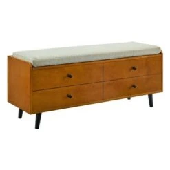Harvey Mid-Century Modern Lift Top Faux Drawer Storage Bench - Saracina Home Dark Walnut/gray -Ottomans Official Shop unnamed file 6957