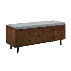 Harvey Mid-Century Modern Lift Top Faux Drawer Storage Bench - Saracina Home Dark Walnut/gray -Ottomans Official Shop unnamed file 6958