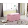 Microfiber Storage Bench with 2 Matching Ottomans Pink - Ore International