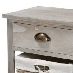 Mabyn Wood 3 Drawer Storage Bench with Baskets Light Gray - Baxton Studio -Ottomans Official Shop unnamed file 7036