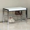 Danya B. Leatherette Storage Entryway Bench with Chrome Frame - White -Ottomans Official Shop unnamed file 7041