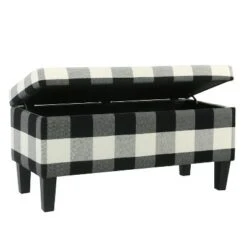 Large Decorative Storage Bench Black Plaid - HomePop -Ottomans Official Shop unnamed file 7108
