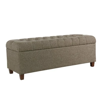 Homepop 48" Macalester Tufted Storage Bench Brown Faux Leather 3 Homepop 48" Macalester Tufted Storage Bench Brown Faux Leather