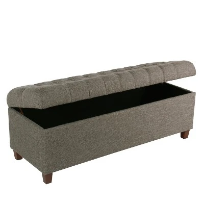 Homepop 48" Macalester Tufted Storage Bench Brown Faux Leather 6 Homepop 48" Macalester Tufted Storage Bench Brown Faux Leather - Image 4
