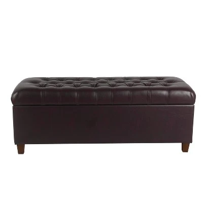 Homepop 48" Macalester Tufted Storage Bench Brown Faux Leather 12 Homepop 48" Macalester Tufted Storage Bench Brown Faux Leather - Image 10