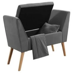 27" Storage Bench with Pillow and Blanket - Ore International Red