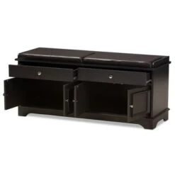 Mason Modern And Contemporary Wood 2 Drawer Shoe Storage Bench Dark Brown - Baxton Studio -Ottomans Official Shop unnamed file 7166