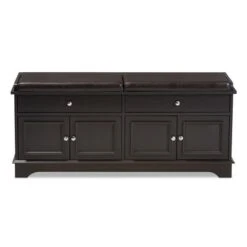 Mason Modern And Contemporary Wood 2 Drawer Shoe Storage Bench Dark Brown - Baxton Studio -Ottomans Official Shop unnamed file 7167