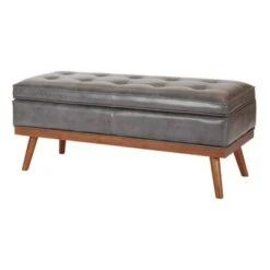 Katheryn Bonded Leather Storage Bench Pewter - OSP Home Furnishings -Ottomans Official Shop unnamed file 7185