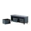 Tufted Bench with Basket Drawers - Ore International Gray