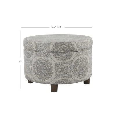 Round Storage Otttoman - HomePop Gray 3 Round Storage Otttoman - HomePop Gray